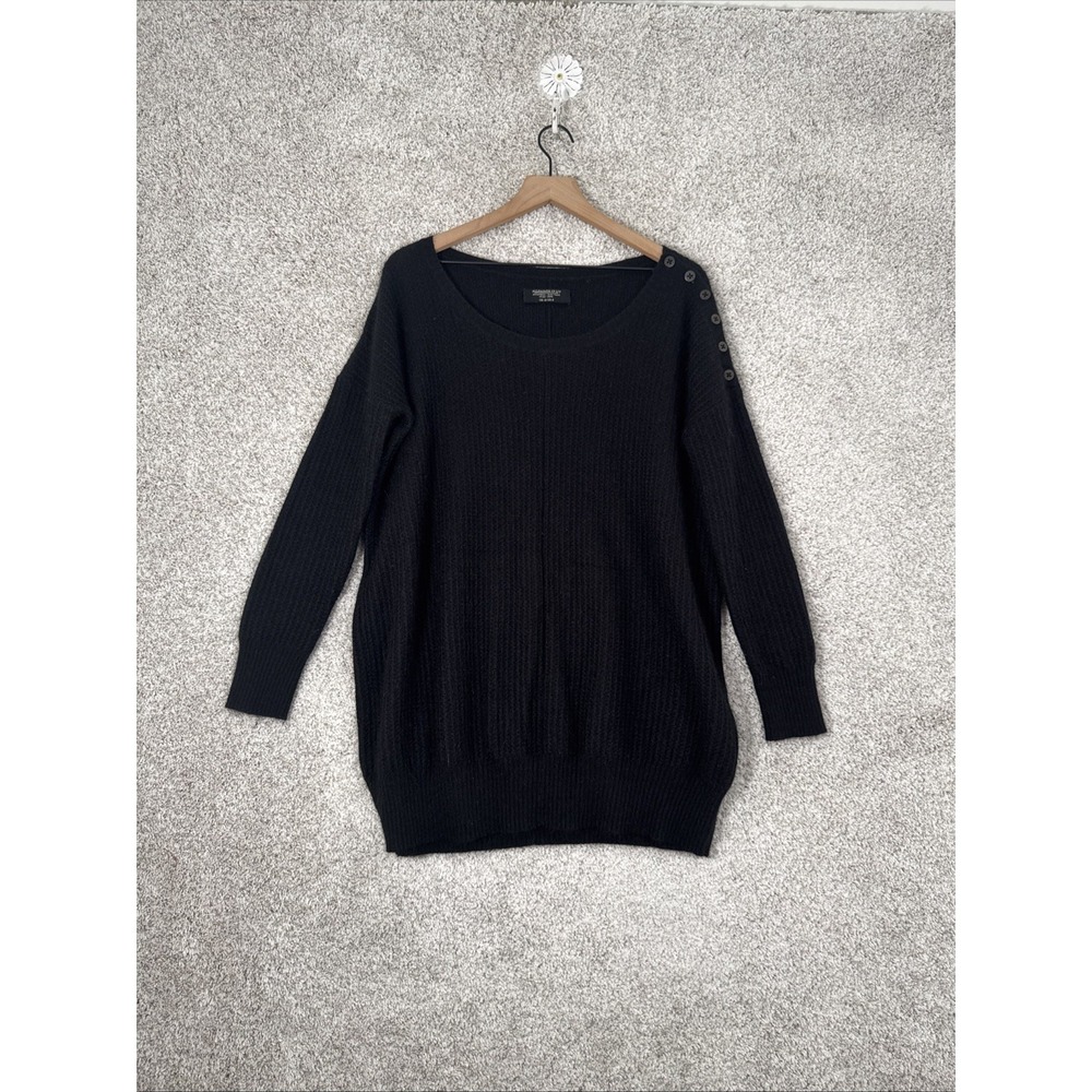 AllSaints Women's Size 6 Ursula Jumper Angora Blend Sweater Buttons Ribbed Black